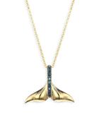 Effy 14k Yellow Gold & Blue Diamond Whale Tail Pendant Necklace