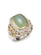 Charles Krypell Two-tone Green Onyx & Diamond Statement Ring