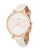 Ted Baker London Bow Stainless Steel And Leather-strap Watch