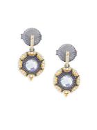 Freida Rothman Crystal And Sterling Silver Turquoise Marquise Drop Earrings