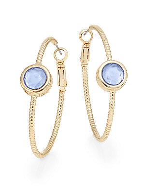 Saks Fifth Avenue Faceted Crystal Hoop Earrings/blue