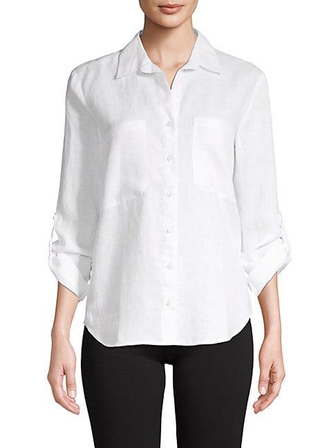 Pure Navy Linen Button-down Shirt