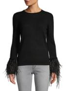 Minnie Rose Feather-trimmed Cashmere Top