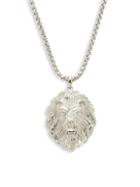 Saks Fifth Avenue Sterling Silver Lion Face Pendant Necklace