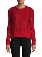 Maje Faux Leather-trimmed Sweater