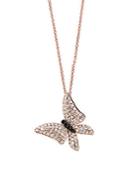 Effy 14k Rose Gold And Black Diamond Butterfly Necklace