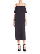 T By Alexander Wang Poly Cold Shoulder Crepe Dress