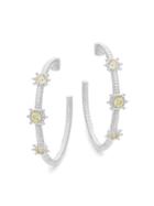 Judith Ripka Sterling Silver & Crystal Hoop Earrings