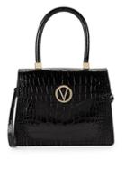 Valentino Melanie Croc-embossed Leather Top Handle Bag