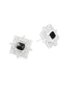 Artisan 14k White Gold Black & White Diamond Square-star Stud Earrings