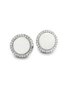 Michael Kors Pav&eacute; Disc Button Earrings/silvertone