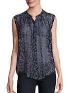 Rebecca Taylor Sleeveless Leopard Print Silk Blouse