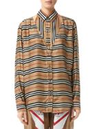 Burberry Double Striped Silk Blouse