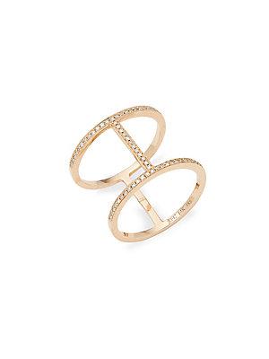 Ef Collection 14k Rose Gold & Diamond Bar Ring