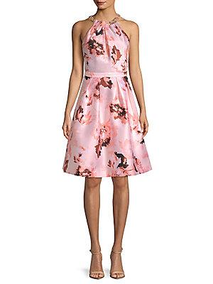 Calvin Klein Floral-print Knee-length Dress