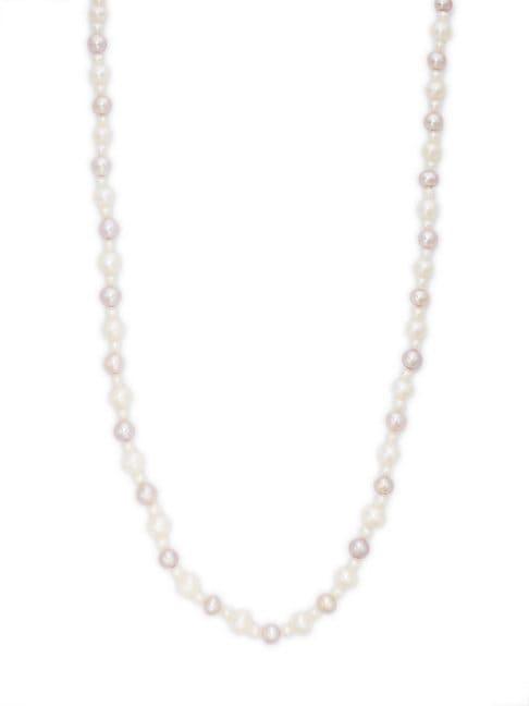 Belpearl 3.5-7mm Pink & White Round Freshwater Pearl Long Necklace