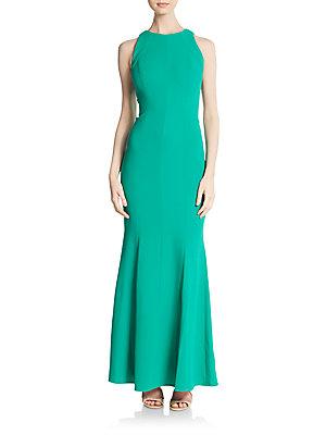 Carmen Marc Valvo Collection Pebble Crepe Cutaway Gown