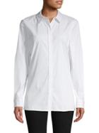 Lafayette 148 New York Pinstripe Cotton Blend Button-down Shirt