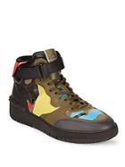 Valentino Camo-print Mid-top Leather Sneakers