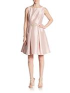 Theia Beaded Belt Fit-and-flare Dress