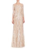 Theia Embroidered Sequin Gown