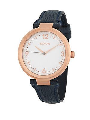 Nixon Chameleon Leather Stainless Steel Quartz Strap Watch