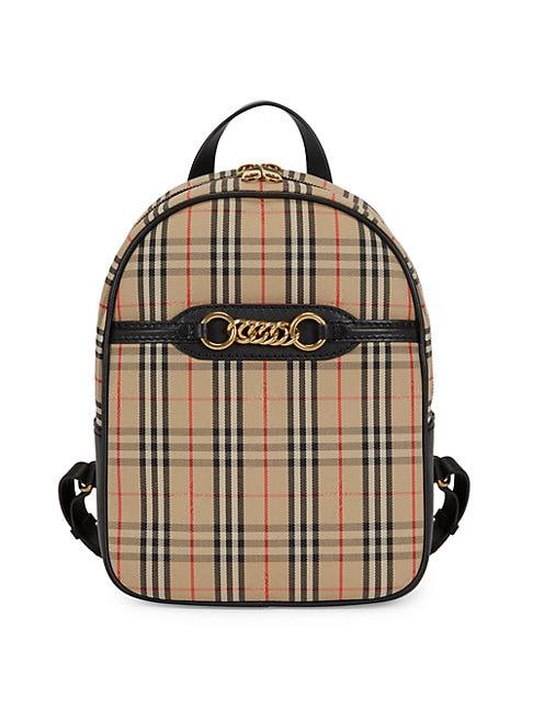 Burberry Leather-trimmed Plaid Cotton Backpack