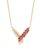 Effy 14k Yellow Gold Ruby & Diamond Necklace