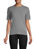Cashmere Saks Fifth Avenue Ribbed Short-sleeve Cashmere Sweater