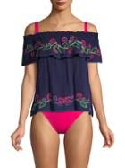 Parker Beach Embroidered Off-the-shoulder Cover-up