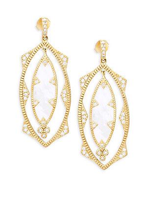 Freida Rothman Crystal And Mother-of-pearl Textured Drop Earrings