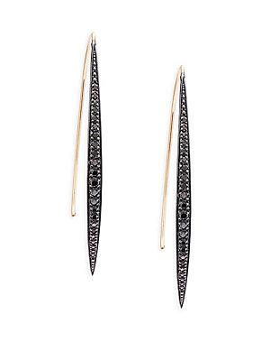 Mizuki Black Diamond Curve Icicle Earrings