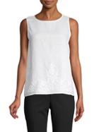 Saks Fifth Avenue Embroidered Linen Sleeveless Top