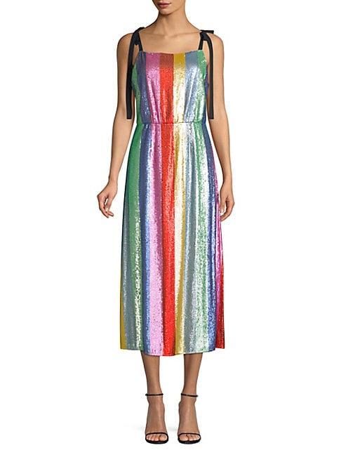 Rixo Tessa Sequin Stripe Dress