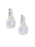 Judith Ripka Natalie Sterling Silver Blue Crystal & White Topaz Square Drop Earrings