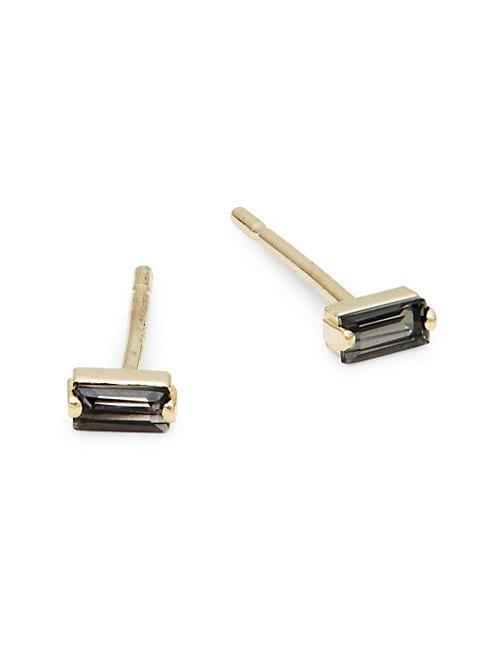 Suzanne Kalan 14k Yellow Gold & Black Night Quartz Stud Earrings