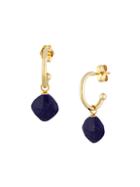 Saks Fifth Avenue 14k Yellow Gold & Lapis Lazuli Hoop Drop Earrings