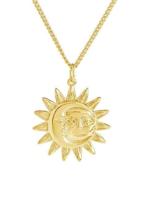 Sterling Forever Moon & Sun Face Pendant Necklace