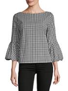Laundry By Shelli Segal Gingham Bell-sleeve Top