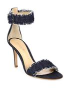 Gianvito Rossi Frayed Denim Ankle-strap Sandals