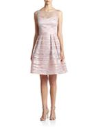Kay Unger Illusion Striped Cocktail Dress