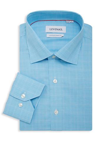 Levinas Contemporary-fit Madras Plaid Shirt