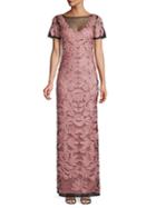 Js Collections Soutache Embroidered Illusion Gown