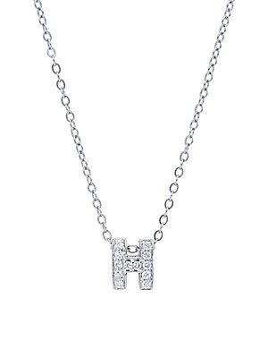 Nephora Diamond & 14k White Gold H Initial Pendant Necklace