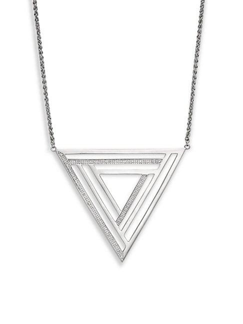 Effy Sterling Silver & Diamond Triangle Pendant Necklace