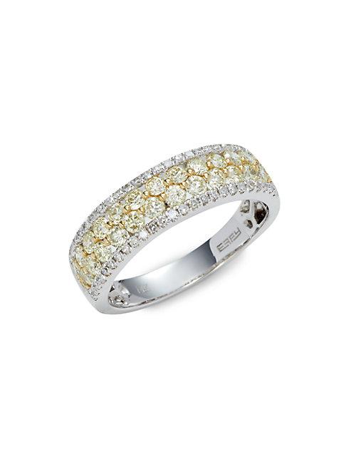 Effy 14k White & Yellow Gold & 1.00 Tcw Diamond Band Ring