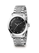 Gucci G-timeless Diamond And Stainless Steel Bracelet Watch