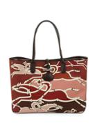 Longchamp Printed Leather-trimmed Tote