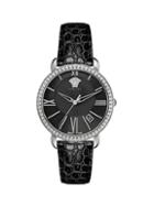 Versace Krios Stainless Steel & Croc-embossed Leather-strap Watch