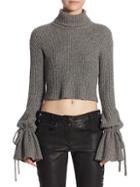A.l.c. Emilie Turtleneck Tie Bell-sleeve Cropped Sweater